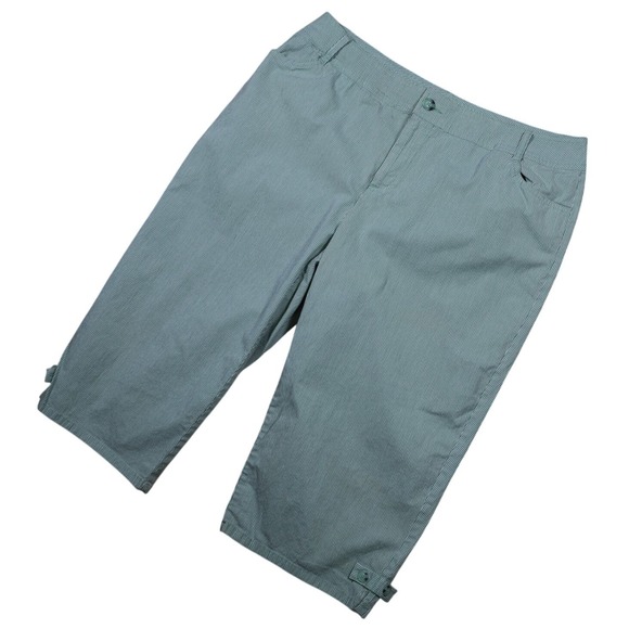 St Johns Bay Women's Capri Pants Blue White Stripe Stretch Button Waist 18W (NM) - Picture 5 of 8